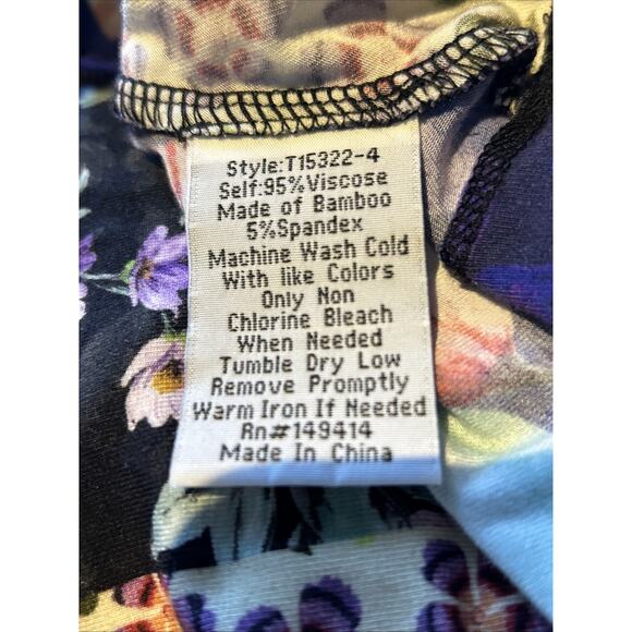 JOHNNY WAS LA Floral Patchwork Print Viscose Bamboo/Spandex Stretch Tee S loose - Picture 16 of 16